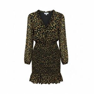 Lost + Wander Black and Gold Patterned Dress size L